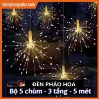 Dây đèn LED trang trí pháo hoa bộ 5 chùm chống nước lắp ngoài trời, giáng sinh, noel, tết nguồn 220v