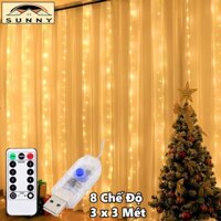 Dây Đèn Led Trang Trí Thả Màn Mưa Rơi Dài 3x3 Mét Có REMOTE 8 Chế Độ - Đèn LED Fairy Light Decor Phòng Ngoài Trời