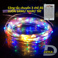 Dây đèn nháy led đom đóm trang trí dùng pin nhiều màu, bóng đèn nháy fairy light cao cấp décor phòng, nhà cửa, tết Tùy chọn chiều dài dây - 10 mét