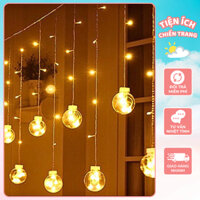 Dây đèn rèm thả mành gồm 12 sợi bóng tròn 8cm siêu sáng, thích hợp decor trang trí dài 3.5 mét