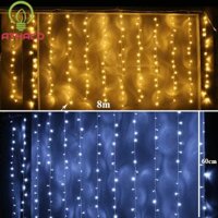 Dây đèn thả rèm ngang 8M 30 sợi siêu sáng