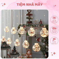 Dây Đèn Treo Quả Cầu Tuyết Ông Già Noel Treo Trang Trí Giáng Sinh, Decor Quán Cà Phê Hiệu Ứng Tuyết Siêu Đẹp