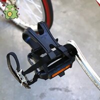 Dây đeo bàn đạp xe đạp màu đen: Bàn đạp xe đạp có kẹp ngón chân và dây đeo cho xe đạp tập thể dục, xe đạp xoay và ngoài trời, 1 cặp bàn đạp nền tảng bàn đạp xe đạp bằng Nylon