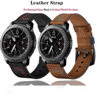 Dây Đeo Bằng Da Cho Đồng Hồ Thông Minh Samsung 3 45mm Galaxy Gear S3 frontier 46mm Watch 5 40mm 44mm / Watch5 Pro Watch4 Classic 20MM 22MM