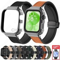 Dây đeo bằng da Dây đeo silicon có khung phụ kiện Vòng đeo tay cho Huawei Watch Fit 3