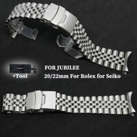 Dây đeo bằng thép không gỉ cho Jubilee cho Seiko Watch Band 20mm 22mm cho dây đeo cổ tay Rolex Vòng tay kim loại Bạc với dụng cụ Đồng hồ Phụ kiện