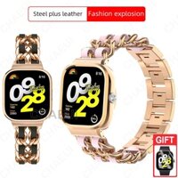 Dây đeo bằng thép không gỉ Dây da sang trọng có vỏ thay thế cho Redmi Watch 5 4 3 Active 2 Lite / Mi Watch Lite