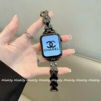 Dây Đeo Bằng Thép Không Gỉ Họa Tiết Kim Cương Cho Đồng Hồ Thông Minh Apple Watch Series 7 SE 6 5 4 45mm 44mm 40mm 38mm 42mm