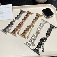 Dây đeo bằng thép không gỉ hình trái tim kích thước thích hợp cho iwatch Seires10 42mm 46mm Dây đeo đồng hồ loại khóa thủ công Ultra 2 9 8 7 se 6 5 4 3 49mm 45mm 41mm 44mm 40mm