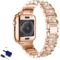 Dây đeo bằng thép không gỉ đính đá giả thích hợp cho Apple Watch Series T500 6 5 4 iwatch 3 2 1 SE 40mm 44mm 38mm 42mm