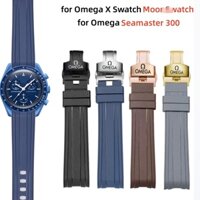 Dây đeo cao su cong 20mm cho Omega cho MoonS0watch Seamaster 300 Dây đeo đồng hồ silicon có Logo Khóa bướm nam nữ Vòng tay thể thao chống thấm nước