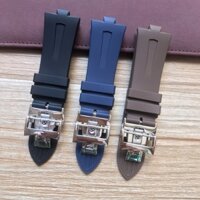 Dây Đeo Cao Su Mềm 24mm-8mm Màu Đen / Xanh Dương / Nâu Cho Đồng Hồ Vacheron Constantin