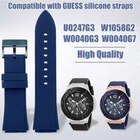 Dây Đeo Cao Su Silicone Màu Xanh Đen 22mm Chống Thấm Nước Cho Đồng Hồ GUESS W0247G3 W0040G3 W0040G7