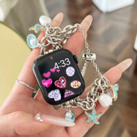 Dây đeo chuỗi nàng tiên cá cho dây đeo đồng hồ AW 45 / 44 / 42mm 49mm 40mm 41mm 38mm sao biển / ốc xà cừ / ngọc trai / đại dương Vòng tay iwatch Series 10 42mm 46mm 9 8 7 6 SE 5 4 3 Ultra 2