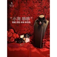 Dây đeo cổ chuông cho phụ nữ, dây chuyền hình chó con nhỏ, vòng cổ da, bộ còng tay, mẫu mới K9