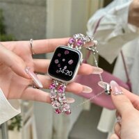 Dây đeo cổ tay ngọc trai màu hồng cho Apple Watch Series 10 42mm 46mm 9 8 7 6 SE 5 4 3 Ultra 2 Vòng đeo tay thay thế kim loại iWatch 45 / 44 49mm 40mm 41mm 38mm