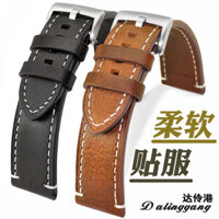 Dây đeo da bò cổ điển cũ 20 Dây đeo đồng hồ 22 Dây da thật nam thay thế Montblanc Mido Citizen Longines