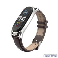 Dây đeo da bò viền nhọn Mi band 4, mi band 3 chính hãng Mijobs - dây đeo thay thế miband 4, miband 3 da bò bản GT Mijobs