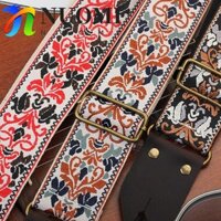 Dây Đeo Đàn Guitar NUOMI, Đuôi Móng Tay Chọn Hoa Vintage Dây Đeo Đàn Guitar Thêu, Đầu Da Siêu Dày Bền Có Thể Điều Chỉnh Dây Đàn Guitar Điện Sở Thích Âm Nhạc