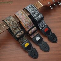 Dây đeo đàn Guitar QINMEI, Thắt lưng đàn Guitar điện phong cách dân tộc cổ điển, mở rộng có thể điều chỉnh bằng vải Polyester in cao cấp Dây đeo vai Phụ kiện đàn Guitar