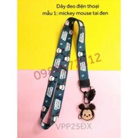 Dây đeo điện thoại các hình đeo cổ. - Mẫu 1mickey tai đen