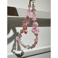 Dây đeo điện thoại dâu tây 3D hạt hồng, chống mất và chống rơi, mềm mại đơn giản và nhẹ