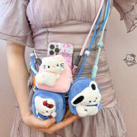 [Dây đeo điện thoại] Kẹp lưng điện thoại di động thông dụng hình chó pacha dễ thương kẹp dây đeo chéo dễ mang đi kèm túi sách nhỏ Hello Kitty ví đựng tiền xu