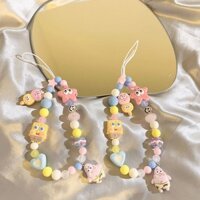 Dây đeo điện thoại, mặt dây chuyền cổ tay, thú vị và dễ thương, dây đeo camera CCD có hạt hình SpongeBob