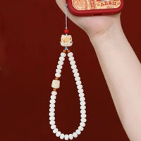 Dây đeo điện thoại , túi xách mèo thần tài bằng hạt Bồ đề tự nhiên