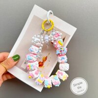 Dây đeo điện thoại, túi xách, móc khóa chuỗi hạt nhựa charm vẽ tay cao cấp 2 khoen HD8