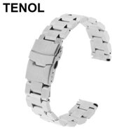 Dây đeo đồng hồ bạc 18 / 20 / 22 / 24mm bằng thép không gỉ rắn gấp qua dây đeo + 4 thanh lò xo