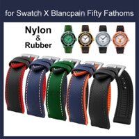 Dây Đeo Đồng Hồ Bằng Cao Su nylon 22mm Chống Nước Cho s-watch x blancpain fifty fathoms