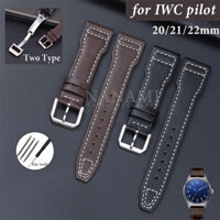 Dây đeo đồng hồ bằng da thật 20mm 21mm 22mm cho IWC Pilot Dây đeo đồng hồ đeo tay da bò mềm Dây đeo cổ tay họa tiết trơn & tre Phụ kiện đồng hồ có khóa gấp