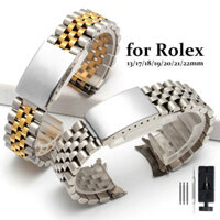 Dây đeo đồng hồ bằng thép không gỉ 13 / 17 / 18 / 19 / 20 / 21 / 22mm cho dây đeo đồng hồ Rolex DATEJUST Dây đeo cổ tay cong End Jubilee Vòng tay nam nữ Dây đeo cổ tay đa năng