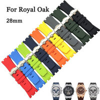 Dây đeo đồng hồ cao su 28mm cho Royal Oak Offshore Series 15710 15703 Dây đeo đồng hồ bằng nhựa silicon Dây đeo đồng hồ nam nữ Vòng tay đầy màu sắc Dây đeo cổ tay Fluoroelastomer