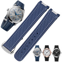 Dây Đeo Đồng Hồ Cao Su Cho Omega AT150 AQUA TERRA Lặn Đồng Hồ Dây Đen Xanh Silicon Dây Đeo Đồng Hồ 20 Mm Vòng Tay