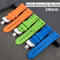 Dây đeo đồng hồ cao su mềm nhiều màu 24mm cho Panerai PAm441 / 111 / 312 Vòng đeo tay lặn chống nước có khóa bướm