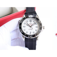 Dây đeo đồng hồ cao su Omega Seamaster 41MM HMB23 Đồng hồ nam cơ khí tự động đơn giản và thoải mái, Đồng hồ nam mặt trắng Xu hướng thông thường Noble