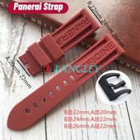 Dây đeo đồng hồ cao su silicon mềm cho Panerai 24mm Dây đeo đồng hồ nam chống nước Vòng đeo tay thể thao có khóa chốt PAM368 / 389 / 111 / 351