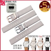 Dây Đeo Đồng Hồ CK K2G231/2G236 Màu Be Bằng Da Thông Dụng 16mm Cho Nữ