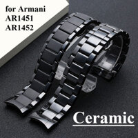 Dây đeo đồng hồ cổ tử cung nguyên khối cong cho Armani AR1451 AR1452 Dây đeo đồng hồ 22mm 24mm Khóa bướm Dây đeo đồng hồ Vòng đeo tay nam nữ