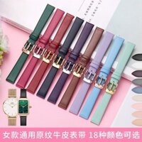 Dây đeo đồng hồ da bê siêu mỏng mềm mại cho phụ nữ, tương thích với Tissot DW Longines CK, dây da trơn, dây đeo đồng hồ da thật