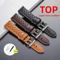 Dây đeo đồng hồ da bò lớp trên cùng 18mm 20mm 22mm 24mm Dây đeo đồng hồ da thật Nam nữ Vòng đeo tay nhiệt đới Dây đeo đồng hồ cổ điển giản dị màu đen nâu đỏ Quà tặng năm mới