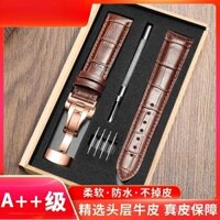 Dây đeo đồng hồ da thật cho nam và nữ với phụ kiện khóa bướm tương thích với dây đeo đồng hồ Tissot, Longines, Casio, Mido, Tianwang, DW