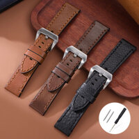 Dây đeo đồng hồ da thật cổ điển 20mm 22mm 24mm Crazy Horse Cow Leather Watch Band black Men Male watchband Vòng đeo tay kinh doanh Da bắp chân Dây đeo cổ tay đa năng