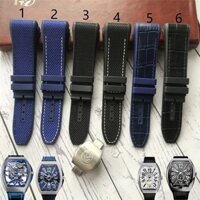 Dây đeo đồng hồ Franck Muller V45 bằng da silicone nylon thay thế màu xanh dương đen 28mm