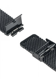 Dây đeo đồng hồ kim loại dạng bấm khóa thép không gỉ Size20mm-22mm - Đen - 22mm