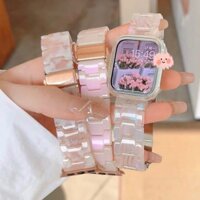 Dây Đeo Đồng Hồ Nhựa Cho Apple Watch Series 10 9 8 7 6 5 SE 4 3 Ultra2 Cho iWatch Kích Thước 46mm 42mm 45mm 44mm 40mm 49mm 41mm 38mm Vòng Trong Suốt Thép Đồng Hồ Thông Minh Dây Đeo Tay Phụ Kiện