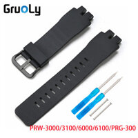 Dây đeo đồng hồ nhựa cho Casio PROTREK PRG-300 PRW-3000 / 3100 PRW-6000 / 6100 Nam Thay thế dây đeo cao su thể thao màu đen Vòng đeo tay