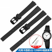 Dây đeo đồng hồ nữ da 12mm tương thích với đồng hồ Casio màu đen nhỏ LQ-139 Dây đeo Silicon LQ-130/140